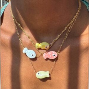 Pink fish Pendant Necklace S890